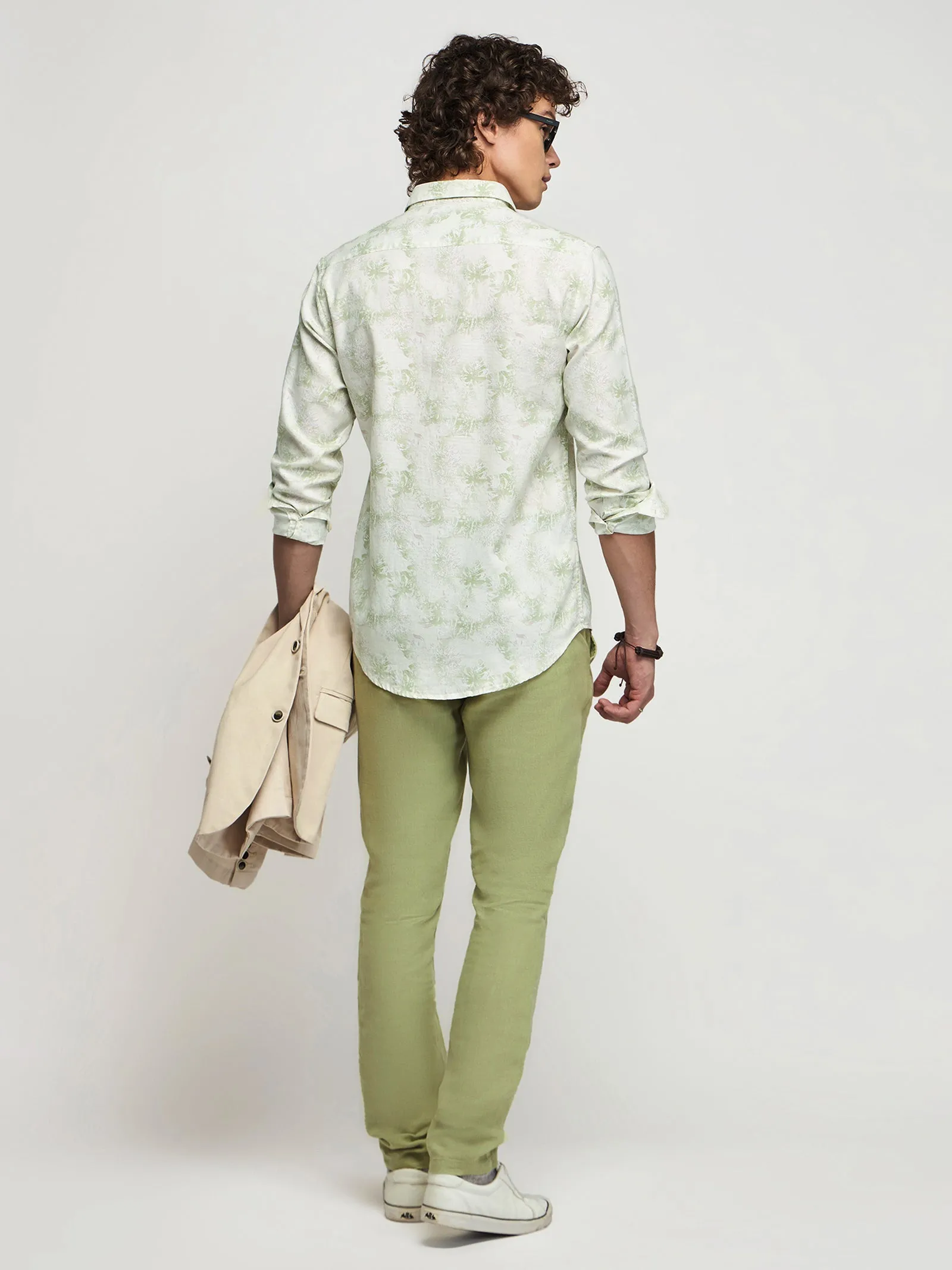 Abstract Print Textured Shirt