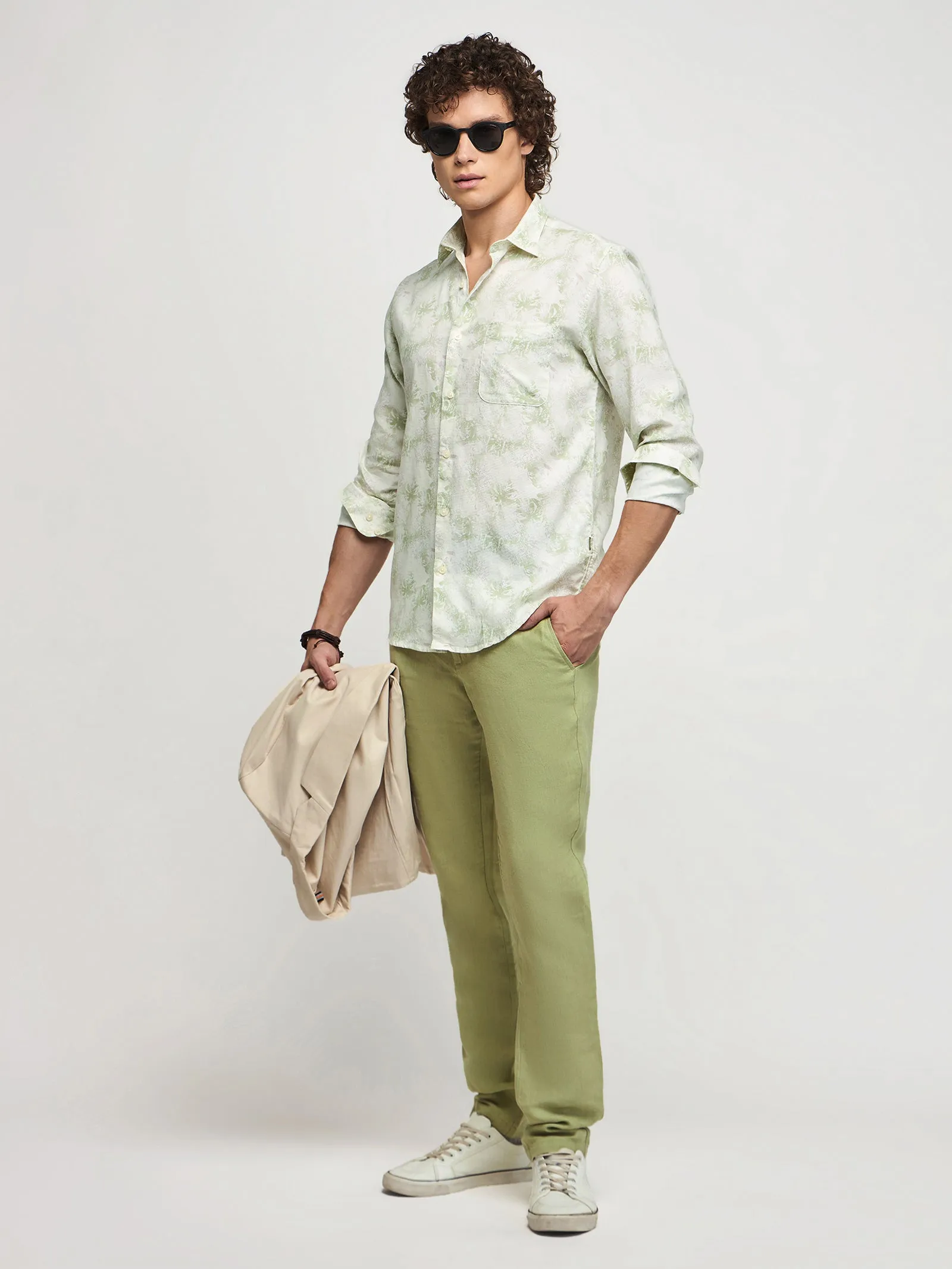 Abstract Print Textured Shirt