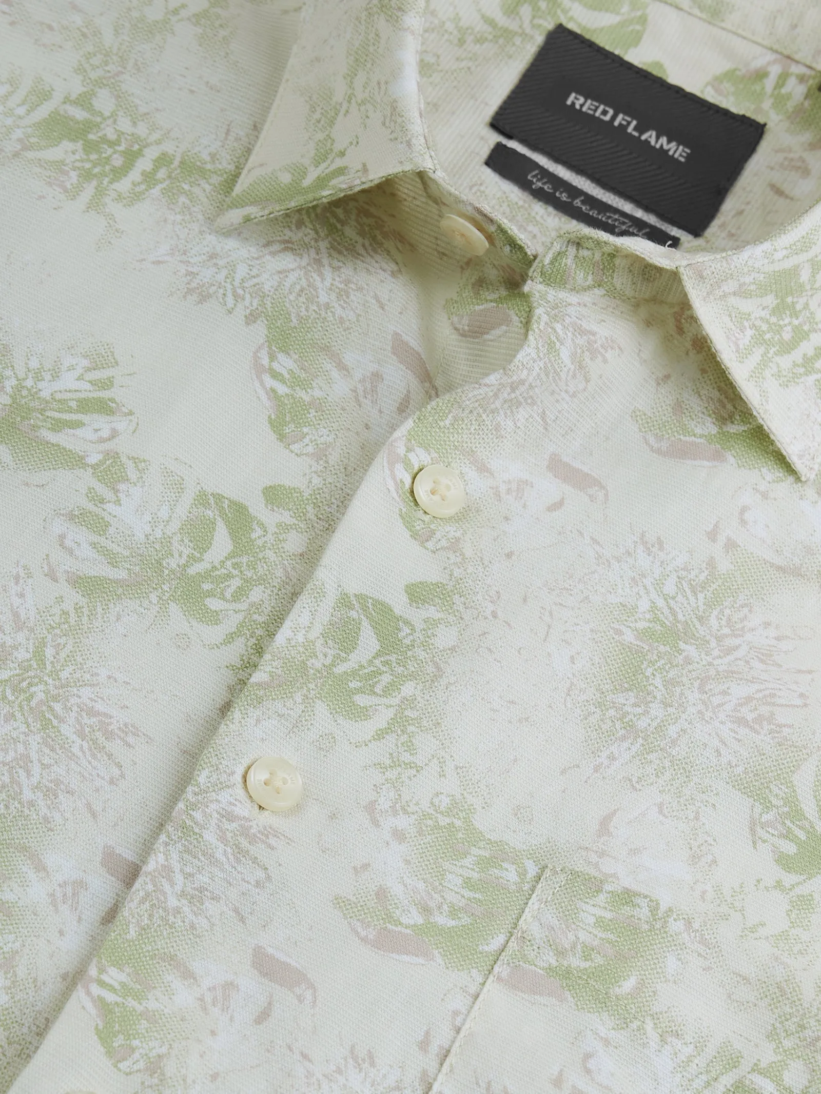 Abstract Print Textured Shirt