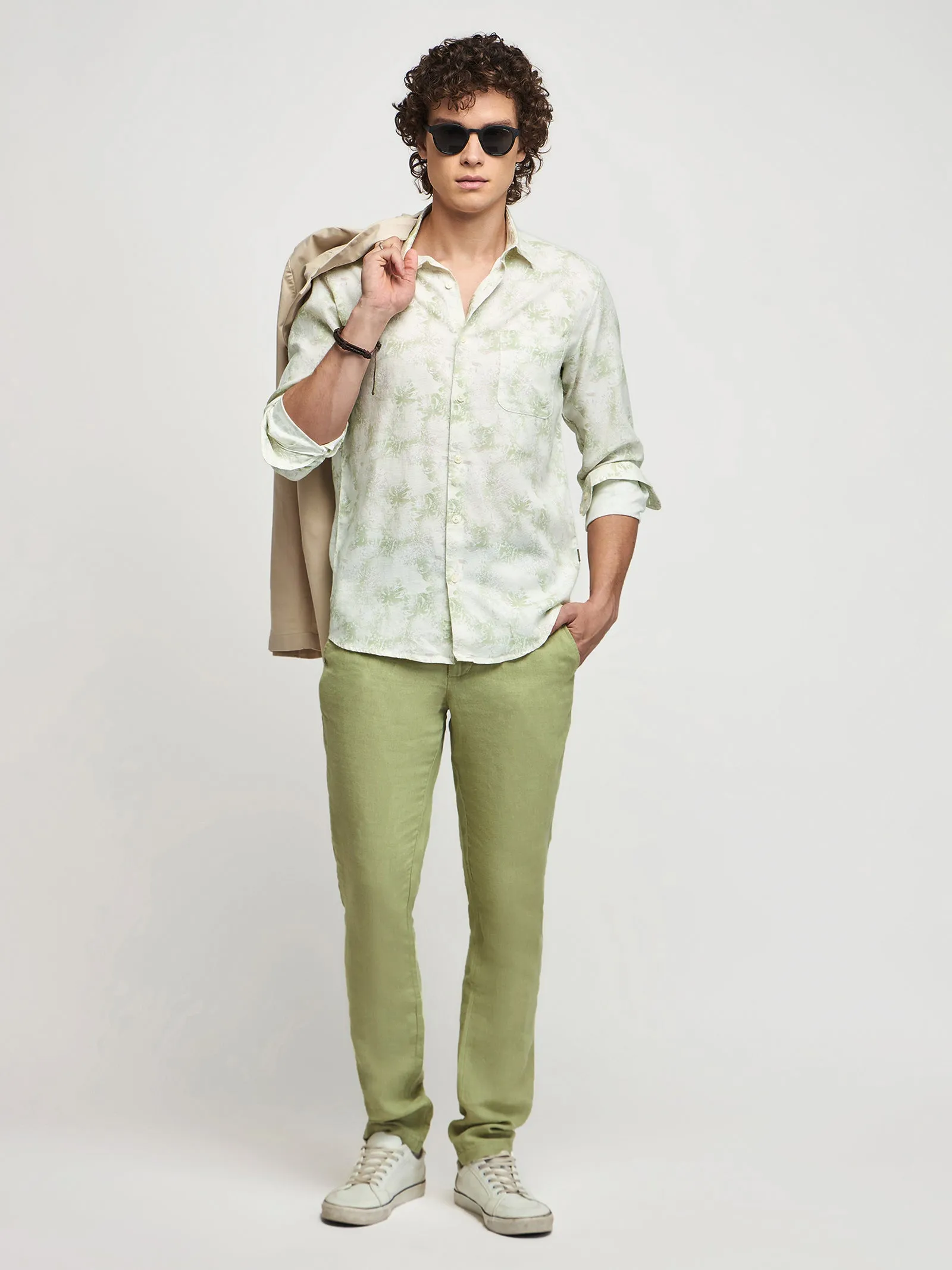 Abstract Print Textured Shirt
