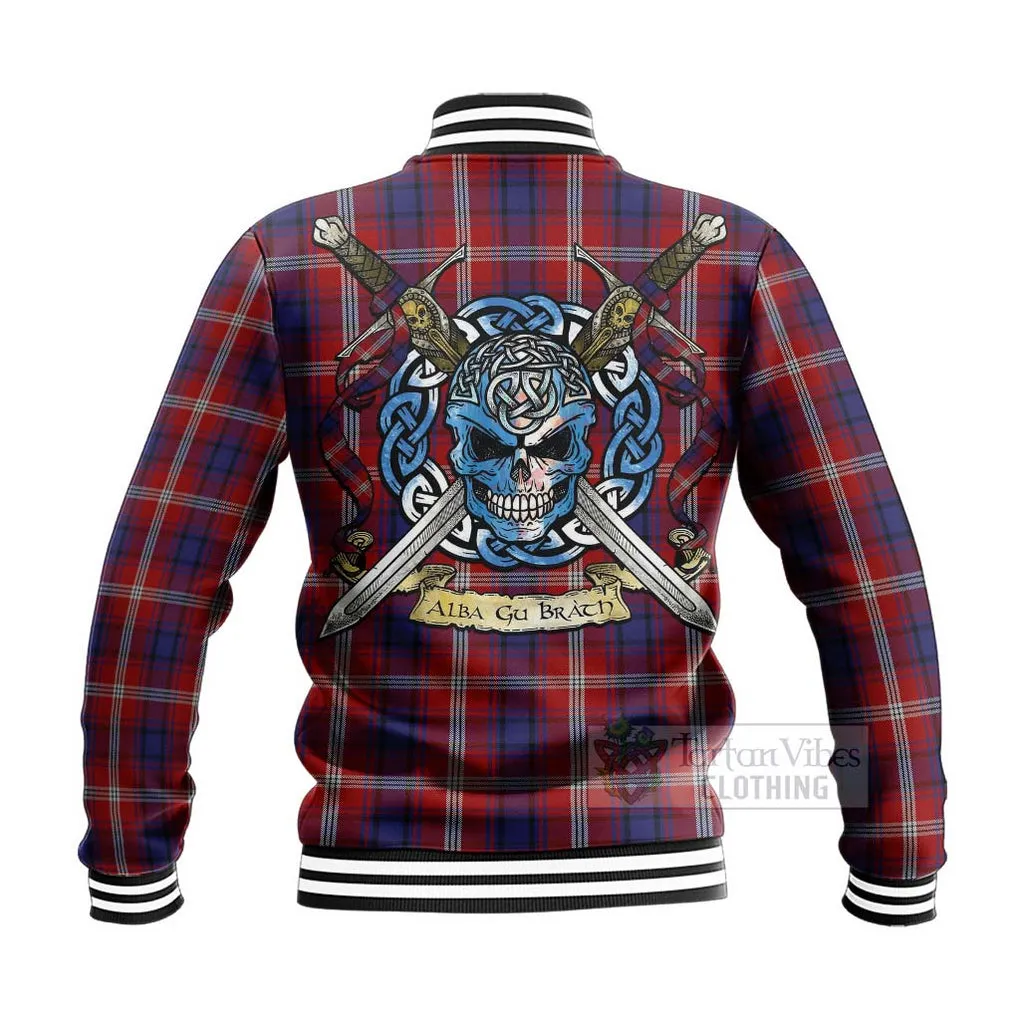 Ainslie Tartan Baseball Jacket with Family Crest Celtic Skull Style