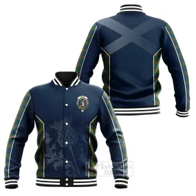 Aiton Tartan Baseball Jacket with Family Crest and Scottish Thistle Vibes Sport Style