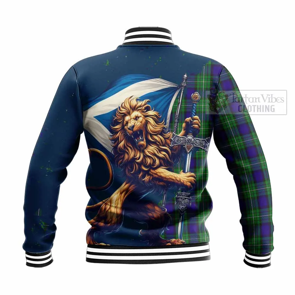 Alexander Tartan Family Crest Baseball Jacket with Scottish Majestic Lion