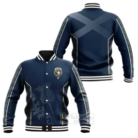 Allardice Tartan Baseball Jacket with Family Crest and Scottish Thistle Vibes Sport Style