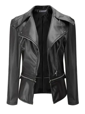 Casual Zipper Women Leather Jackets
