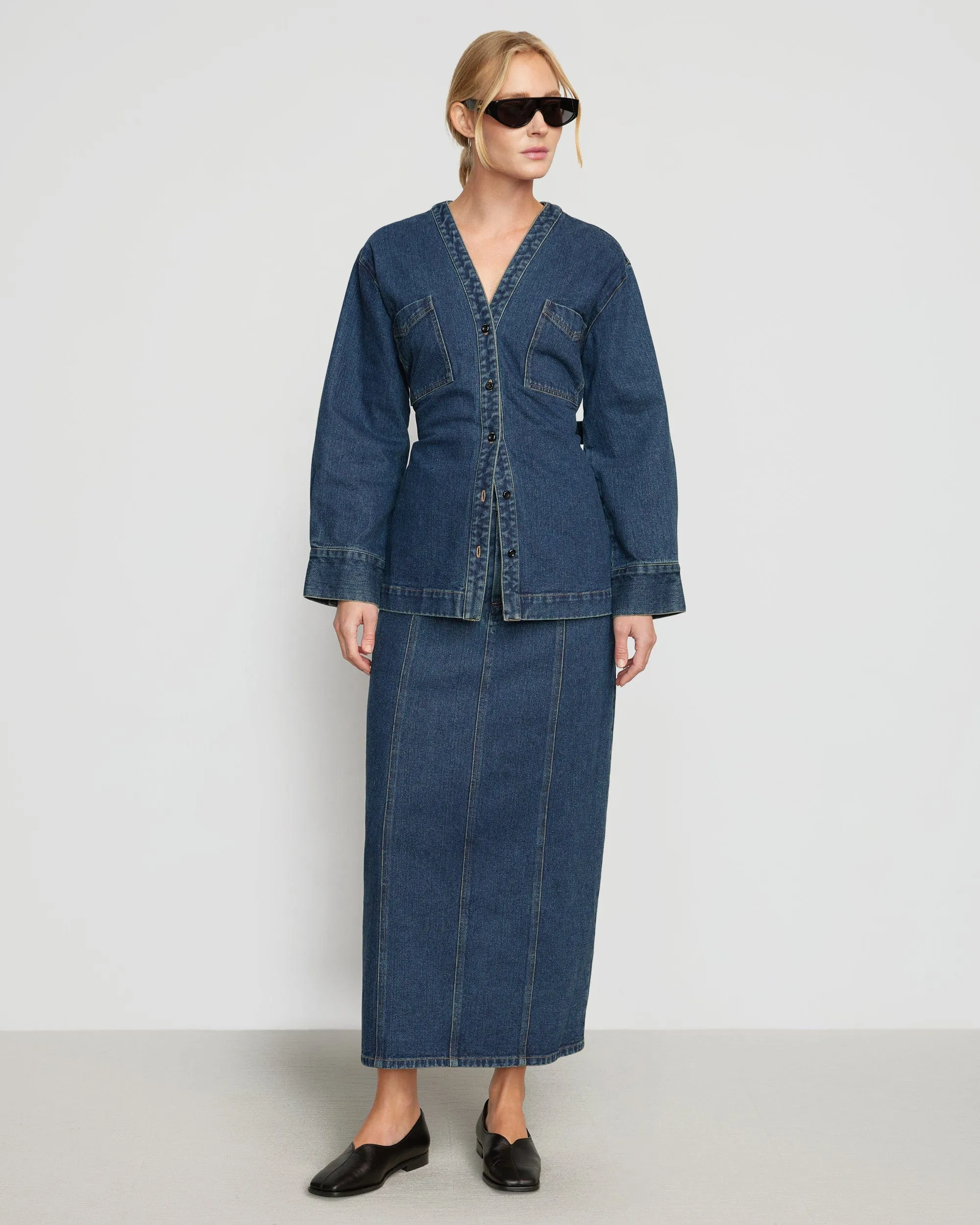 Emmett Structured-Sleeve Denim Jacket