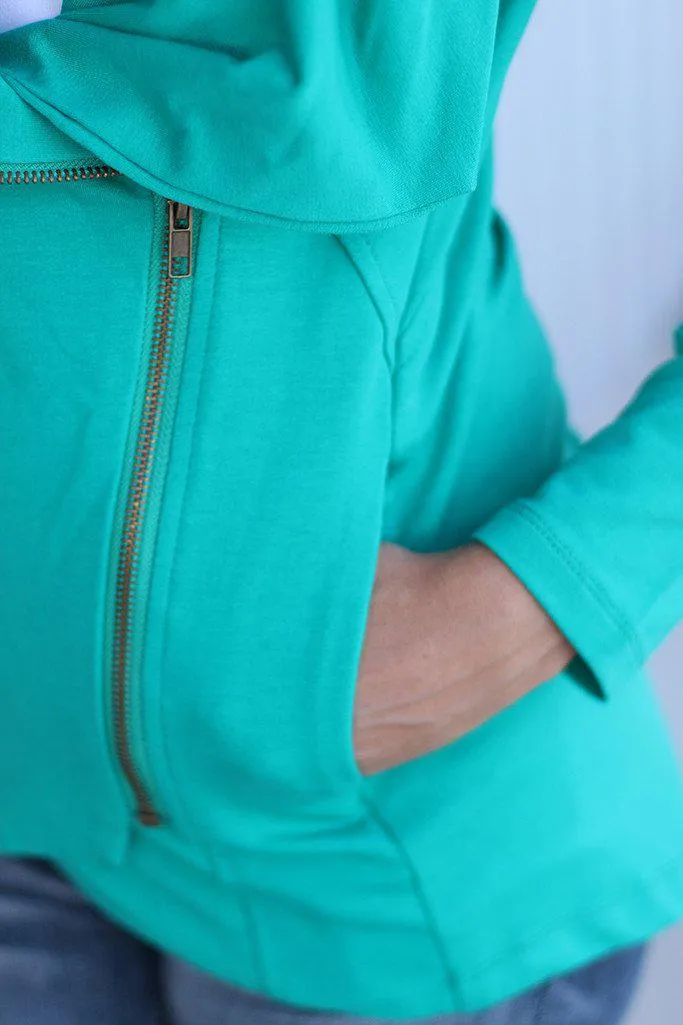 Jade Asymmetrical Jacket With Zipper