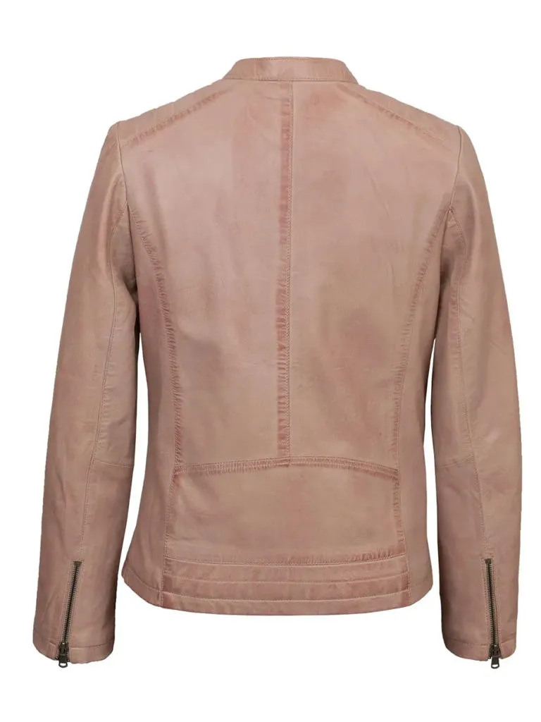 Pink Biker Leather Jacket