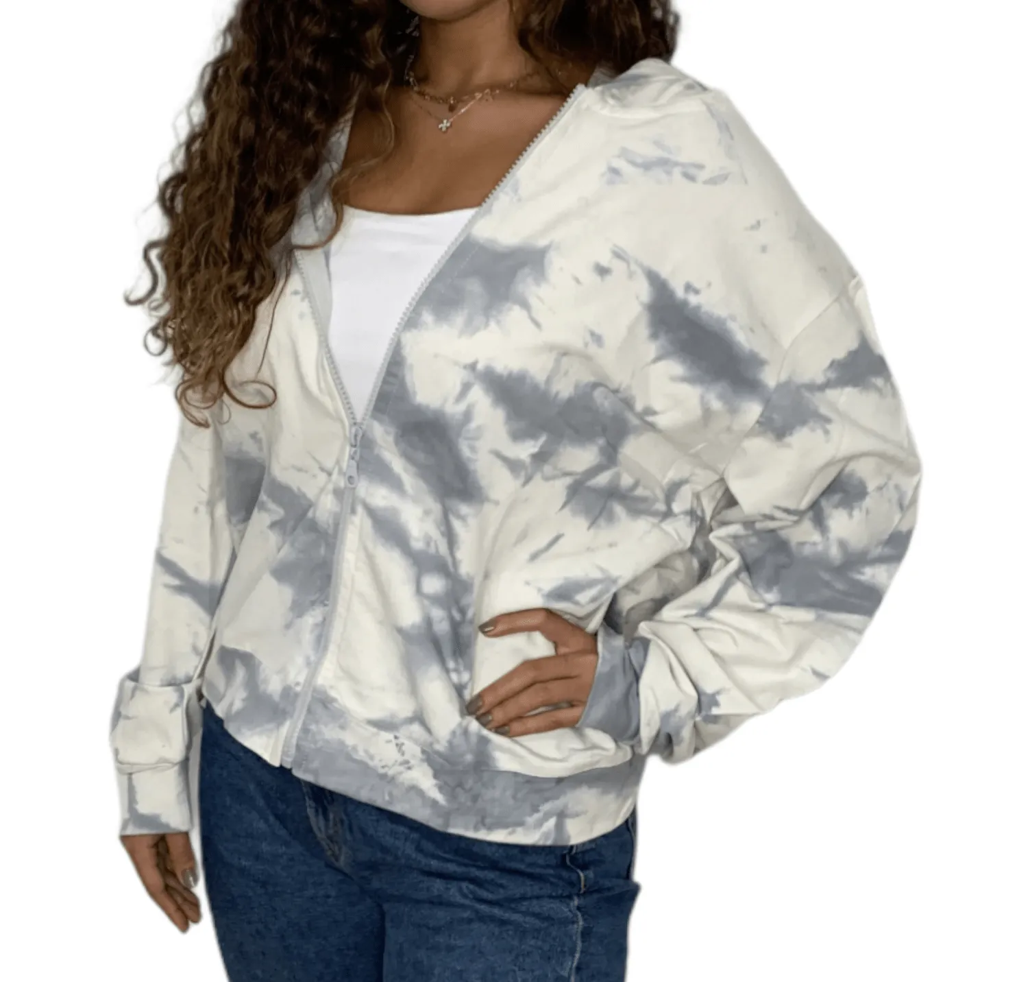 Tie Dye Hoodie Bershka Jacket - Grey