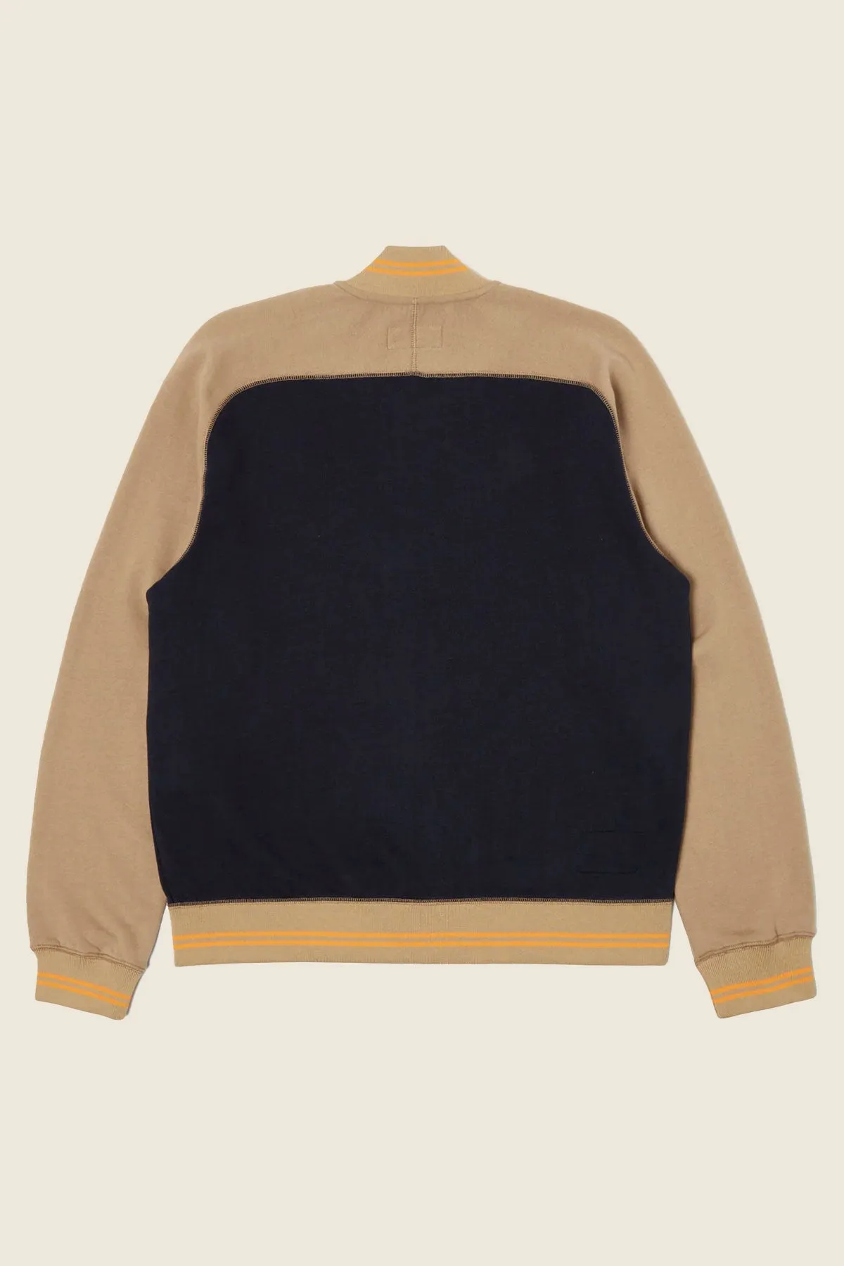 Universal Works - Carbis Jacket In Navy/Sand Brushback Sweat