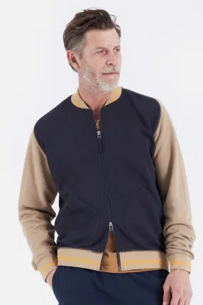 Universal Works - Carbis Jacket In Navy/Sand Brushback Sweat