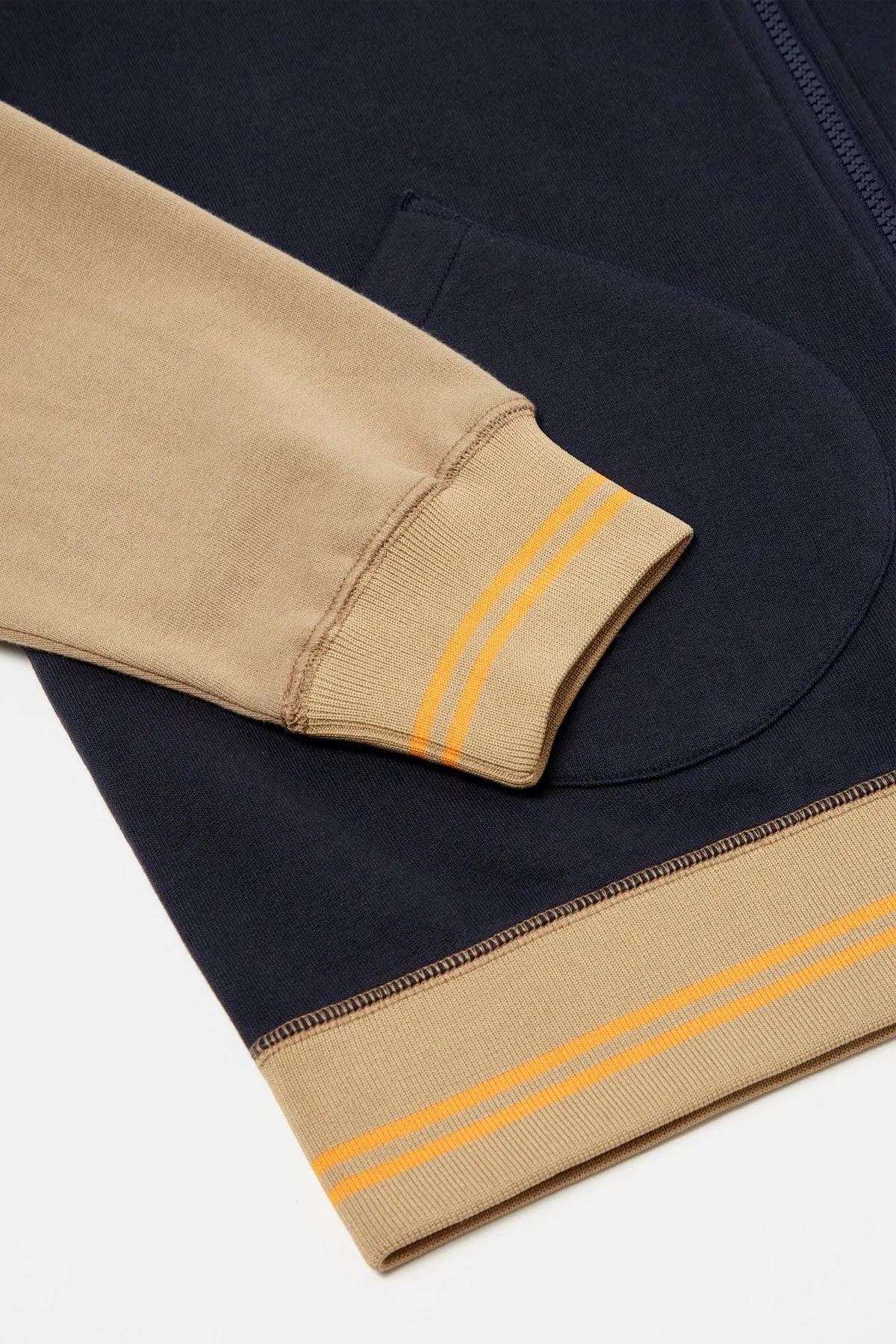 Universal Works - Carbis Jacket In Navy/Sand Brushback Sweat